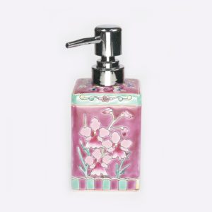 Peranakan Porcelain Soap Dispenser (Small) – Dark Pink
