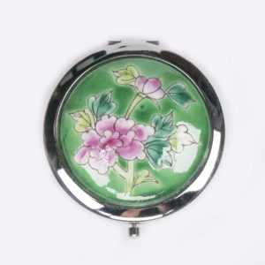 Peranakan Floral Pocket Mirror – Dark Green