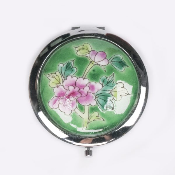 Peranakan Floral Pocket Mirror – Dark Green